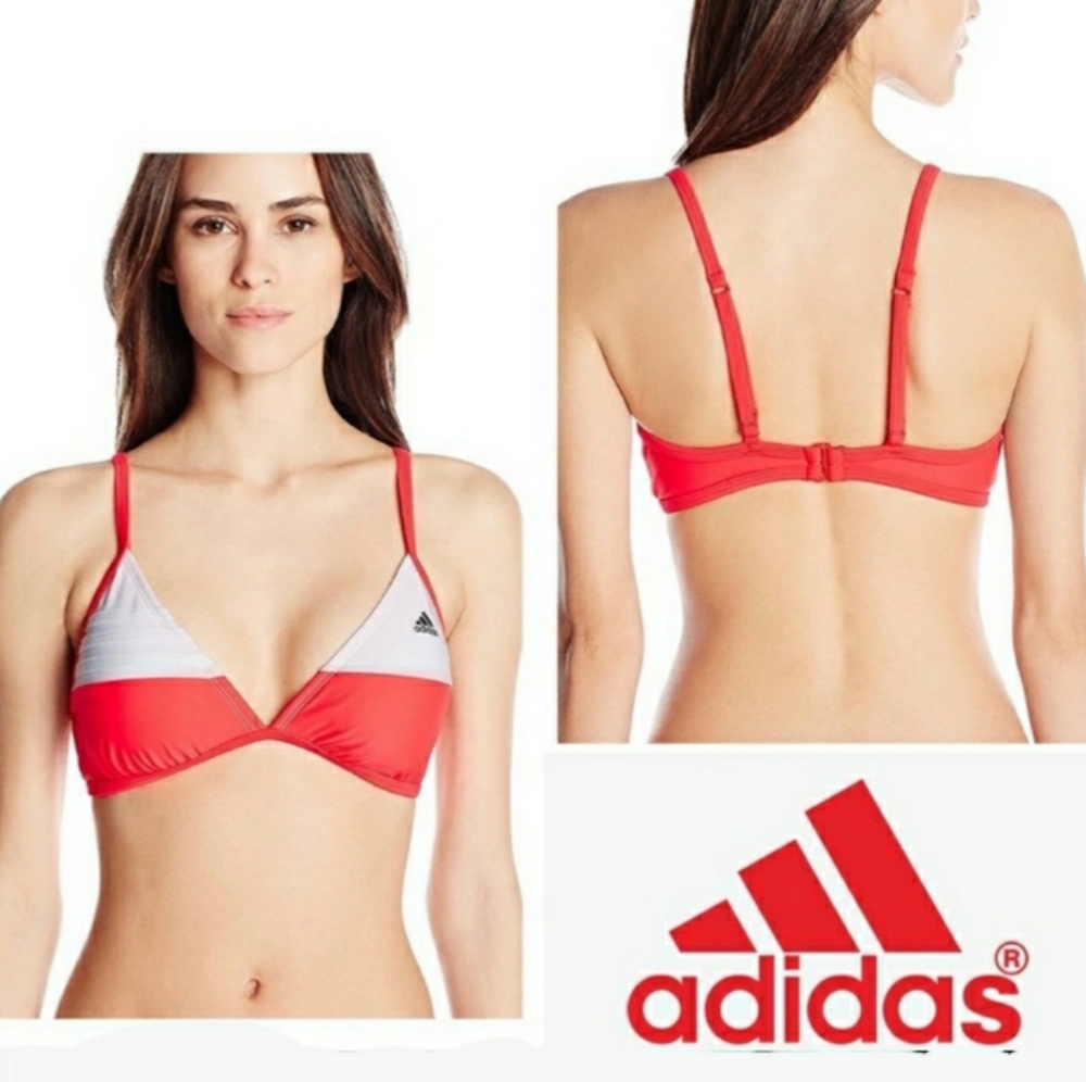 ADIDAS Neon Red & White Cross Back Swim Top 16